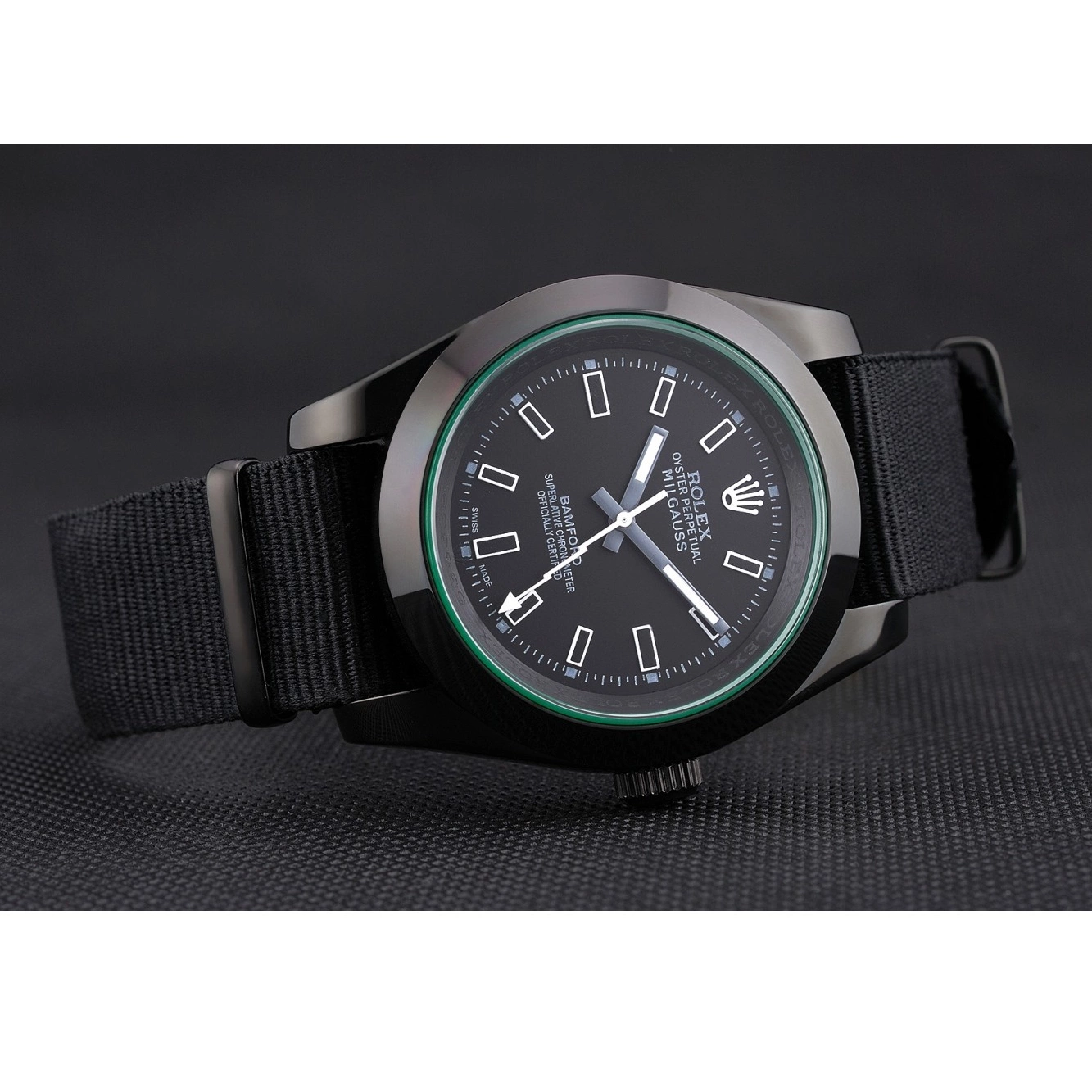 Aaa fake watches Rolex Milgauss 622001 Bamford Strap Nylon Black 0603